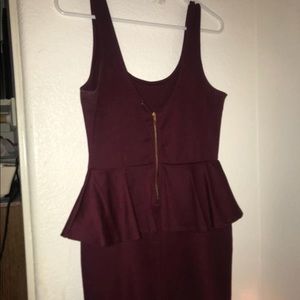 Mid length burgundy formal dress
